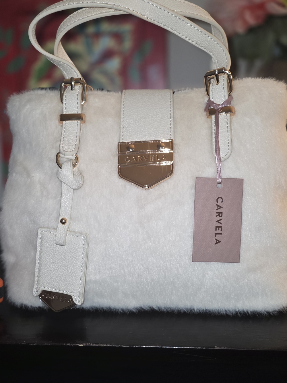 Carvela White Faux-Fur Tote Bag